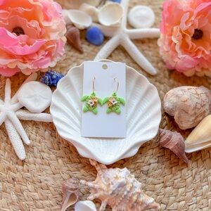 Hand Crafted Green and Gold Earrings